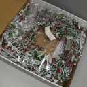 Winter Christmas Wreaths for Front Door 20 Inches, Faux Xmas White Red Wreath for Window Outdoor Outside, Artificial Farmhouse Holiday Modern Wreath for Indoor Porch Decor (Green 04)