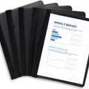 Blue Summit Supplies 25 Black Plastic Report Covers with Prongs, Black 3 Prong Clear Front Report Cover for Presentation, Document, and School Use, 0.42mm PP Plastic, Bulk 25 Pack