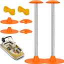 Boat Cover Support Pole Systems with Anti-UV PE Ropes & 9" ABS Base, Highly Stable Windproof Support Pole - Adjustbale 1-1/8" in Diameter for V-Hull/Pontoon/Jon Boat Cover (2 Pack) (Orange)
