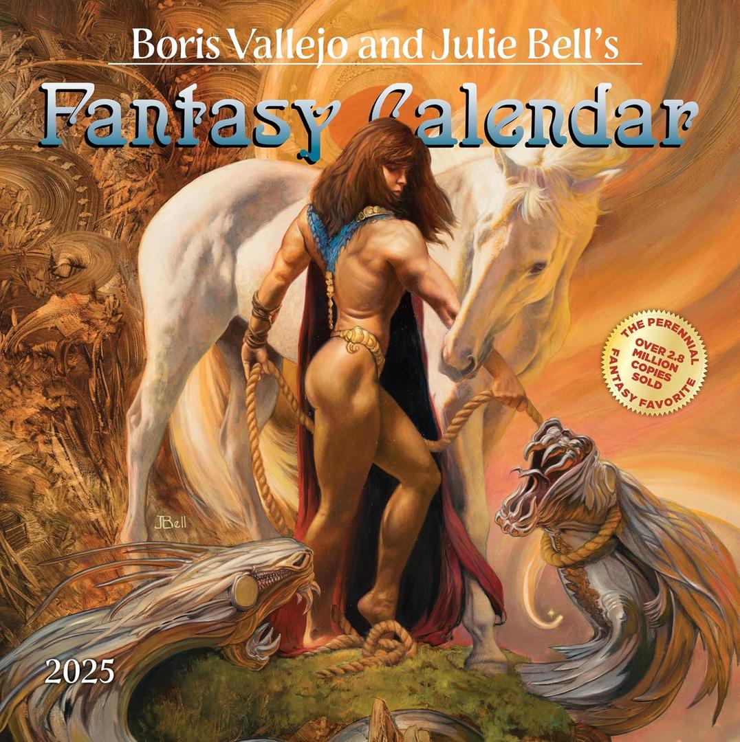 Boris Vallejo and Julie Bell's Fantasy Wall Calendar 2025: A Year of Classic Images for 2025 Calendar – Wall Calendar, August 6, 2024