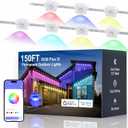 Fussion Permanent Outdoor Lights for House 150ft, IP68 Waterproof Outside Lights with 4 Control Methods, Smart RGB Plus IC Eaves Lighting for Christmas All Holiday Decorations