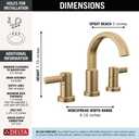 Delta Albion Brushed Gold Bathroom Faucet 3 Hole, 8 Inch Widespread Bathroom Sink Faucet for Vanity, Metal Push-Pop Drain Assembly, Champagne Bronze 35855LF-CZ