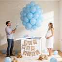 28in Jumbo Gender Reveal Box with 40 Blue Balloons Boy or Girl Banner Pull Bows Ribbons Gender Reveal Ideas Decoration for Welcome Baby Shower He or She Open to See Birthday Party Supplies (Boy)