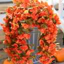 HyeFlora Bougainvillea Artificial Hanging Flowers Plants for Outdoors Winter Decoration, 2pcs Faux Bougainvillea Vines Orange Fake Flowers Realistic UV Resistant Silk Flowers for Outside Planter Yard