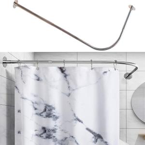 Tanxih Corner Shower Curtain Rod Adjustable Stainless Steel L Shaped Rack Drill Free Install for Bathroom, Bathtub, Clothing Store (35.5"-51.2" x 35.5"-51.2")