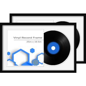 Vinyl Record Frame Album Frame for Frame Made to Display Records, Home Decor LP Vinyl Record Display (White Bottom Mat, 2Pack)