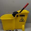 Rubbermaid Commercial Products 31 QT Tandem Mop Bucket and Wringer Combo on Wheels, Yellow, for Floor Cleaning/Wet Mopping