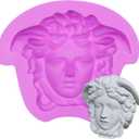 Medusa Fondant Molds, Mythology Goddess Chocolate Baking Mold, Cartoon Head Face Molds for Cake Decoration Clay Resin Soap Candle