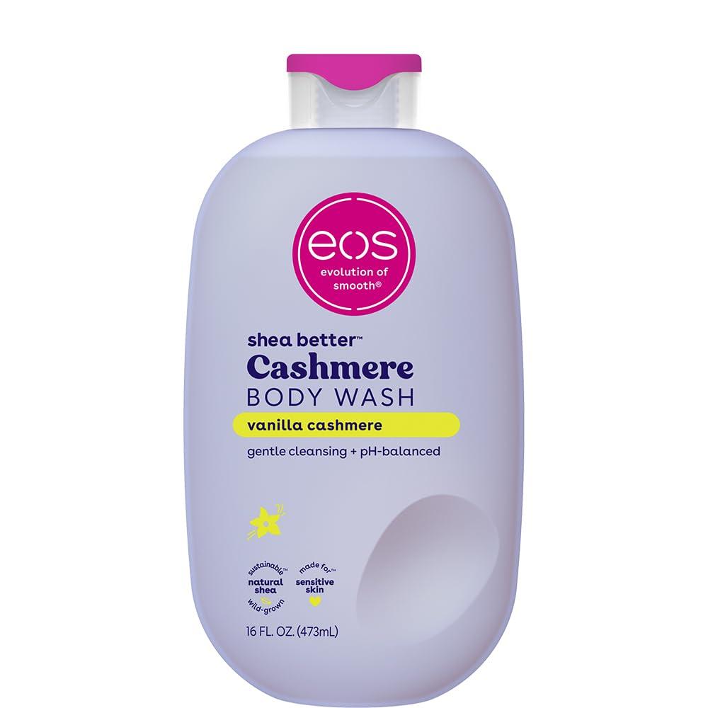 Eos Cashmere Body Wash Vanilla Cashmere, Moisturizing Body Wash, Creamy Gel Formula, with Shea Butter, Glycerin, Vitamin E, pH Balanced, Sensitive Skin, Vegan, 16 fl oz