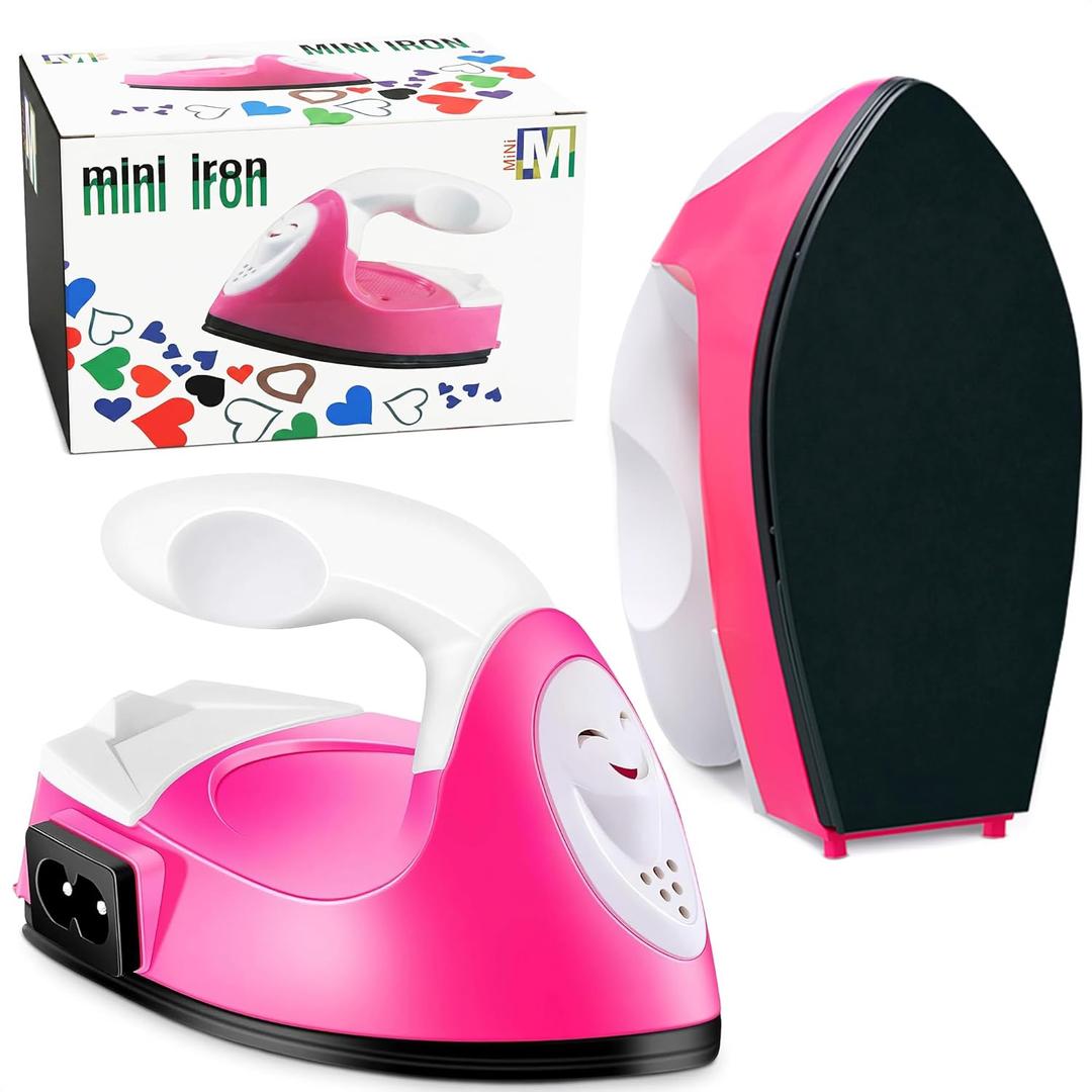 Mini Iron for Crafting 2.5" x 3.9"  Cute Mini Craft Iron for Patches, Sewing, Quilting with Quick Heat-Up Ceramic Plate & 59" Cord  Designed for Ironing Patches, Bling, and Small Craft Projects