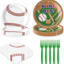 96Pcs Baseball Plates and Napkins Party Supplies-Baseball Birthday Party Disposable Paper Tableware Set for Game Day Celebrations Sports Theme Decorations Baby Shower Boy Kids Serves 24
