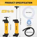 Gas Siphon Pump for Gasoline, Multi-Use Fluid Transfer Pump, Oil Liquid Siphon Pumps, Fuel Siphon Tool, Multifunction Hand Inflation Pumps with Inflator Hose adapter, Needle Valve/Balloon adapter