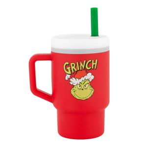 Infantino My 1st Tumbler, Silicone Sippy Cup with Straw & Handle, Spill-Resistant Baby Cup for On-the-Go, BPA-Free Transition Bottle, Grinch Red (9 Ounces)