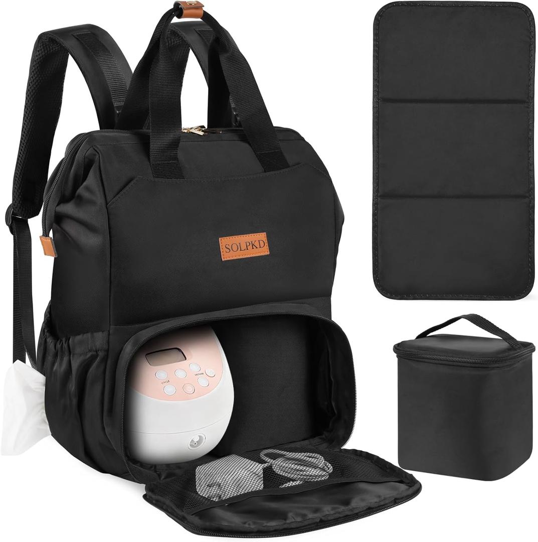Breast Pump Bag Fit for Spectra S1 and S2, Pumping Bag with Waterproof Mat for Pump Accessories, Portable Pump Carrying Case for Work, Pump BackpackTravel and Family Use, Newborn Essentials Black