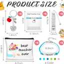 LEIFIDE 24 Pcs Teacher Appreciation Gifts Set, Thank You Gifts for Women Teachers, Teacher Cosmetic Bag with Blessing Card Bracelet Bookmarks Keychain for Appreciation Week Graduation