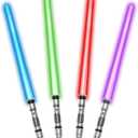 4 Pack Light up Sword Saber with FX Sounds (Motion-Sensitive) and Retractable Handle, 4 Colors Changing Led Glowing in he Dark Dueling Sword for Kid Adult, Galaxy War Party, Halloween Cosplay