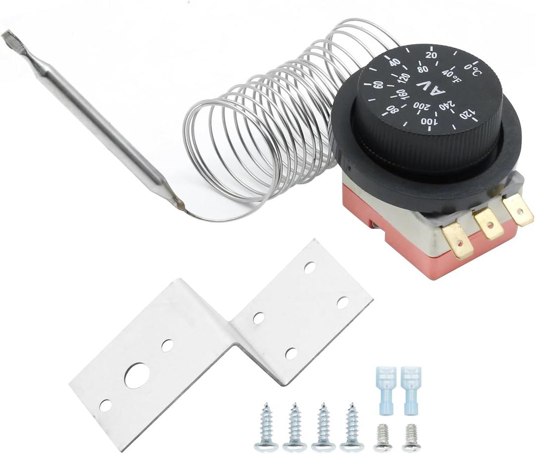 EATAKWARD 32-248'F Adjustable Electric Radiator Cooling Fan Thermostat Switch, 3-Pin Coolant Temperature Probe Controller Kit for Various Car, Truck and RV Models