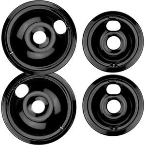 Burner Drip Pans 2 Large 8'' WB31M20 & 2 Small 6'' WB31M19 Porcelain Drip Pan Set Fit for GE Hotpoint Electric Stove Top - Include 2 Pcs 6'' Drip Pan and 2 Pcs 8'' Drip Pan by AMI PARTS