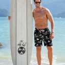 Goodstoworld Mens Swim Trunks with Compression Liner 9'' Inseam Quick Dry Swimsuit Shorts M-3XL (Large, A1 Shark Island)