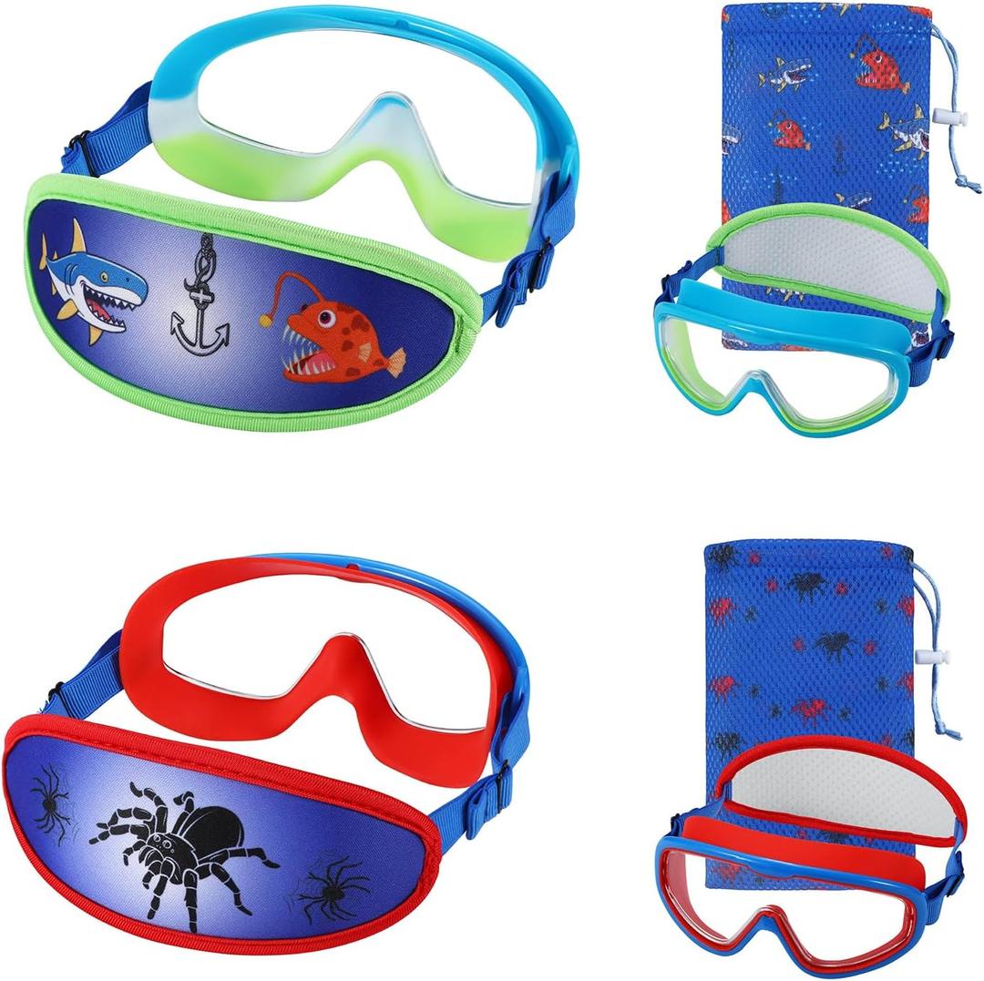 Kids Swim Goggles Age 3-8, Toddler Goggles No Hair Pull,Child Swimming Mask Fabric Strap