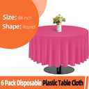tujol Hot Pink 6 Pack Plastic Table Cloth 84", Disposable Round Tablecloth Table Cover, Plastic Tablecloths for Parties
