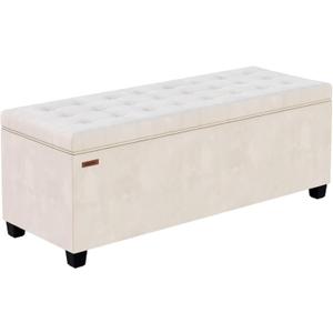 Velvet Storage ottoman bench with legs,43.5W x 15.7D x 15.7H,metal frame end of bed bench hold up to 770 LB,Large Storage Chest hold up to 770 LB,White UASND623W