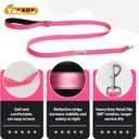 2 x YALAVA 5FT Dog Leash with Soft Padded Handle, Heavy Duty Nylon Reflective Dog Leashes, Fits Small Medium or Large Dogs, Pink