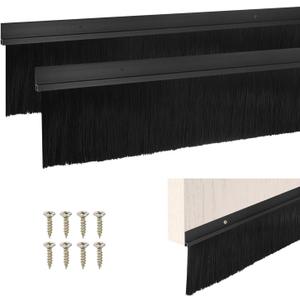 M METERXITY 2Pack Door Sweep - 39" Door Bottom Brush Heavy Duty Seal Draft Stopper Aluminum Base with 90mm Brush, Adhesive/Screw Installation for Interior/Exterior/Garage/Sliding Doors, Black