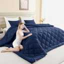 120x128 Oversized King Comforter, Extra Large King Size Comforter Oversized, All Season Soft Lightweight Quilt Down Alternative Duvet Insert with 8 Corner Tabs(120x128, Navy Blue)