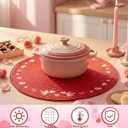 Remerry Valentine's Day Embroidered Placemats Set of 4, Round 13 Inch Washable Non-Slip Woven Table Mats Wedding Anniversary Place Mats for Party Kitchen Dining Decoration (Red)