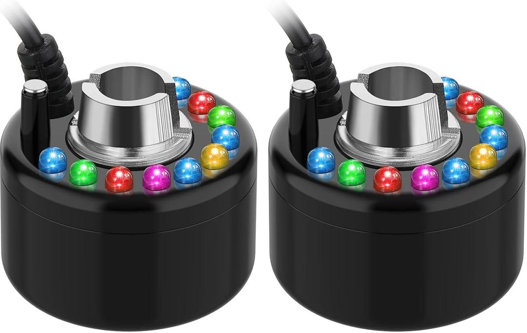 2 Pcs Mist Maker Fogger Small Ultrasonic Fog Machine Fountain Halloween Cauldron Mister Fogger Water Garden Pond Foggers Air Humidifier with 12 LED Light Flashes for Party (Light, Plastic)