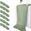 GARENY 6 Pack Sage Green Cheesecloth Table Runner 120 Inch 10 FT Boho Gauze Cheese Cloth Table Runner for Spring Bridal Baby Shower Wedding Birthday Party Holiday Centerpiece for Home Decorations