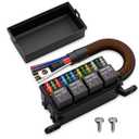 DaierTek Waterproof 12v Fuse Relay Box 12 ATO/ATC Fuse and 4 Way Relay Block with Pre-Wired Harness for Marine, Automotive Car