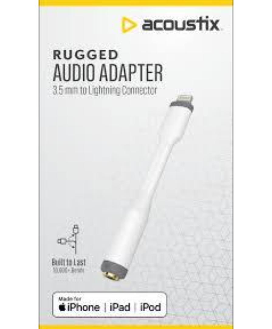 Acoustix Rugged Audio Adapter Fast Lighting Male to 3.5mm Female Jack