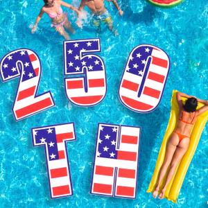 5 Pack Patriotic Pool Floating Letters, 250th Anniversary Foam Float Board, 19.7 x 11.8"
