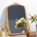 Gold Arched Mirror (15.9 * 19.8 inches) Ornate Baroque Arch Wall Mirror-for Living Rooms, Hallways, Fireplaces, Bathrooms, Entryways