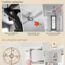 SYDACG 20" Caged Ceiling Fans with Lights, Silver Fandelier Ceiling Fan with Light, Boho Chandelier Fan Remote Control, 6 Speeds for Bedroom, Nursery, Living Room
