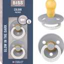 Bibs Pacifiers Color Collection, Set of 2 BPA-Free Latex Pacifiers Made in Europe, Round Nipple Baby Pacifier. (6+ Month (Pack of 2), Cloud Night)