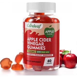 Apple Cider Vinegar Gummies, Metabolism Gummy with 1000mg AVC & Vitamin B6 Vitamin B12, ACV Gummies for Metabolism, Digestion, Detox, Gut & Immune Health, 60 Counts