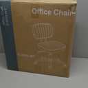 Sweetcrispy Small Office Desk Chair - Armless PU Leather with Comfy Lumbar Support, Height Adjustable Rolling Swivel Task for No Arms, for Adult, Student, Bedroom, Home, Vanity, Beige White