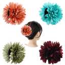 Cinaci 4 Pack Big Large Satin Daisy Floral Flower Plastic Hair Claws Clips Bow Barrettes Clamps Bun Chignon Updo Holders Hair Accessories for Women Girls (Tangerine, Mint Green, Matcha Green and Burgundy.)
