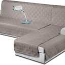 TAOCOCO Waterproof Sectional Couch Covers L Shaped Sofa Covers Chaise Lounge Cover 3pcs Reversible Sofa Covers for Sectional Sofa Pet Kids Furniture Protector with Elastic Straps(X-large, Light Brown)