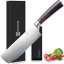 PAUDIN Nakiri Knife - 7" Razor Sharp Meat Cleaver and Vegetable Kitchen Knife, High Carbon Stainless Steel, Multipurpose Asian Chef Knife for Home and Kitchen with Ergonomic Handle