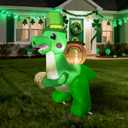 4FT Dinosaur Carrying a Cylinder Inflatable Decoration St. Patrick's Day Decoration with LED Lights for Holiday Celebration Decorations for Yard, Lawn and Patio