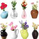 Cute Mini Ceramic Vase Magnets for Fridge, Funny Small Plant Magnets, Tiny 3D Plant Vase for Refrigerator Decoration Kitchen Locker Kitchen Office (8 Pack)