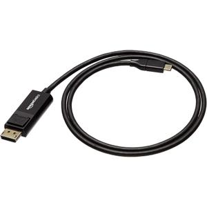 Amazon Basics Bi-Directional USB-C to DisplayPort Cable, 4K@60Hz, Compatible with MacBook Pro/Air and Thunderbolt 3, 3 ft, Black
