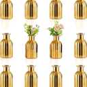 NUPTIO Bud Vases Small Gold: 12 Pcs Glass Vase Set in Bulk for Flowers - Mini Vintage Flower Bottle Single Vases for Wedding Table Centerpieces