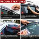 Window Visor Wind Deflector, 4PCS Tape-On Rain Guards for 2019 2020 2021 2022 2023 2024 2025 Kia Forte, Outside Mount Sun Shade Side Window Vent Visors, Black
