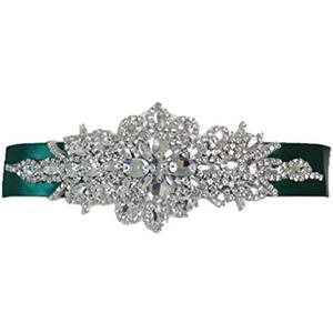 Ulalaza Women Prom Evening Dress Decorative Waistband Bridal Crystal Sashes Wedding Belt Sash with Rhinestones