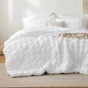 Bedsure Cooling Seersucker Comforter Sets full Size Bed 7 Piece, Soft Lightweight White Bedding All Season Summer Bed in a Bag Set With Comforters, Sheets, Pillowcases & Shams